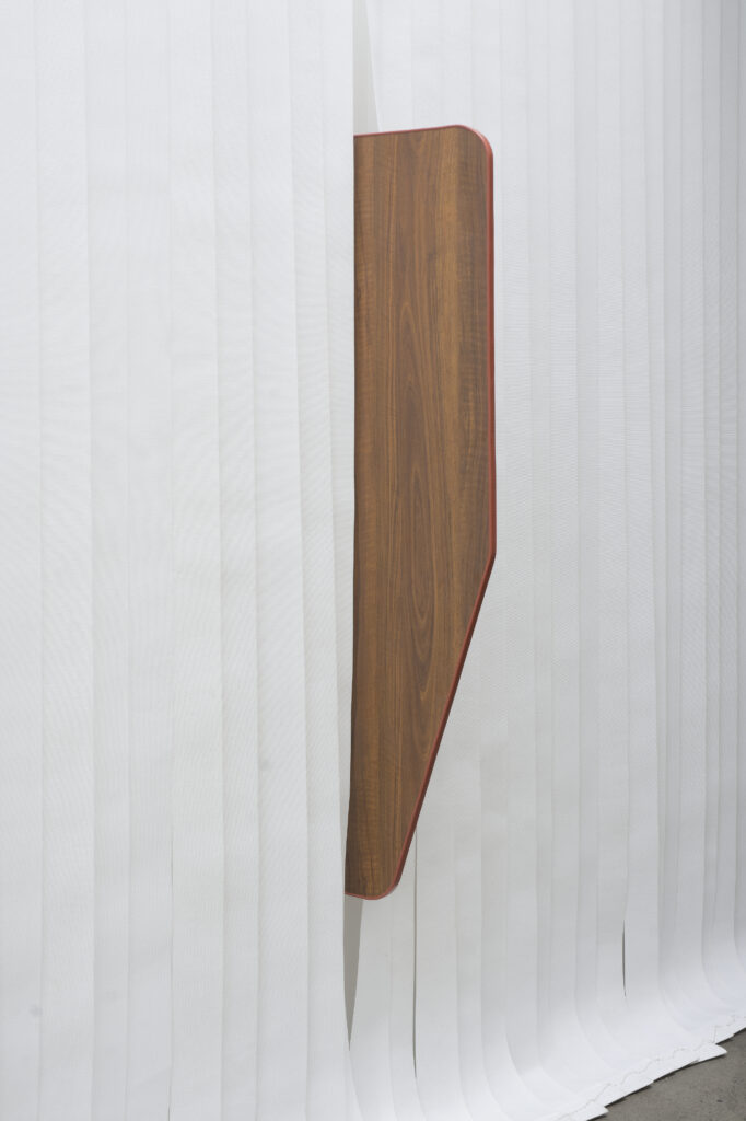 5.1 KW_dry brimmings_2024_mother's tankstation Dublin_Vertical blinds, MDF, walnut veneer_detail_side